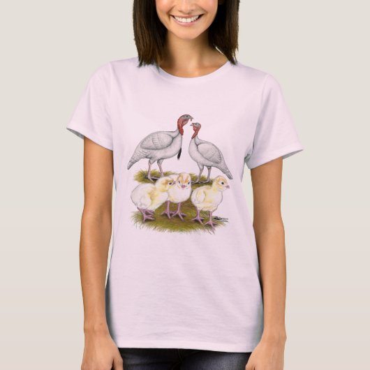 T-shirt Dinde Mini Blanche Famille (Devant)