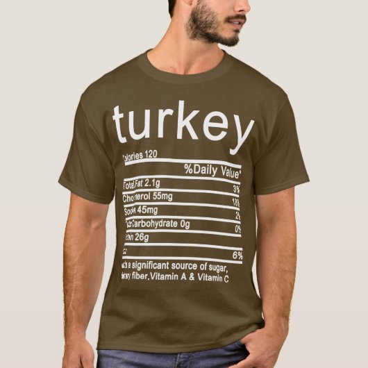 T-shirt dinde Nutrition Faits Drôle Thanksgiving (Devant)