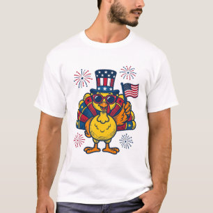 T-shirt Dinde patriotique drôle Feu d'artifice Chemise vin
