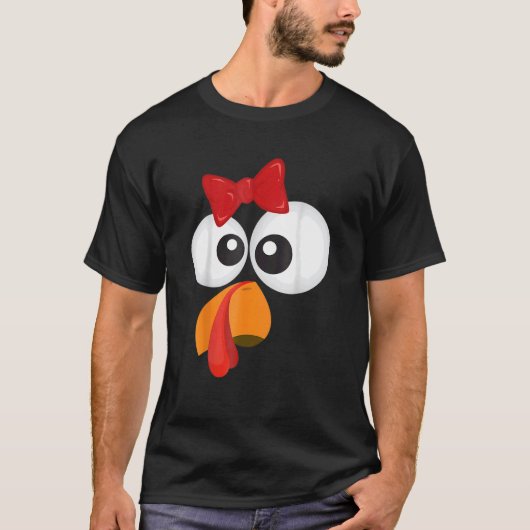 T-shirt Dinde Visage Thanksgiving Chocolat Brun (Devant)