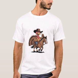 T-shirt Dindon chevauchant un cheval cowboy dindon de Than