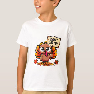 T-shirt Dindon Frustré Tenant un Panneau - Ne me mangez pa