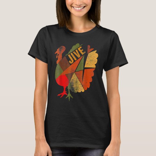 T-shirt Dindon Jive Jour de Thanksgiving Dinde Patchwork F (Devant)