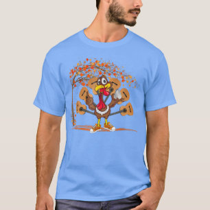 T-shirt Dindon jouant de la guitare automne feuilles de ér