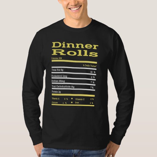 T-shirt Dîner amusant Rolls Nutrition Fact Thanksgiving Ch (Devant)