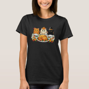 T-shirt Dîner de chats de Thanksgiving Dinde Fête d'Automn
