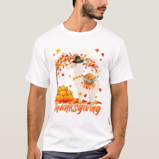 T-shirt Dîner Llama Autumn Tree