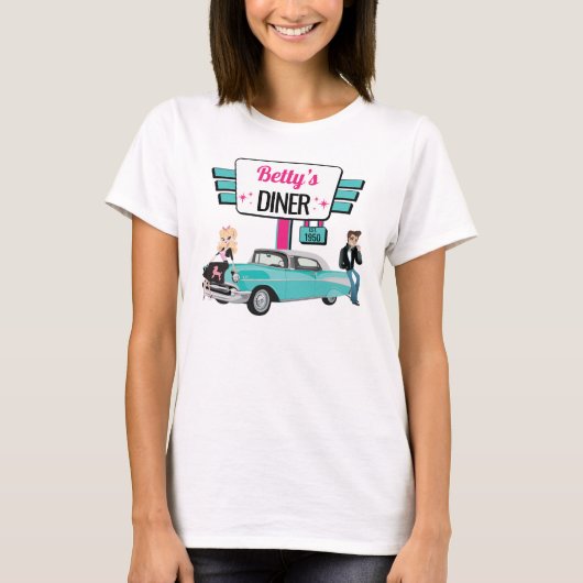 T-shirt Diner Retro Voiture 1950 Sock Hop (Devant)