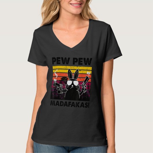 T-shirt Dingue Bunny Men Pew Pew Madafakas (Devant)