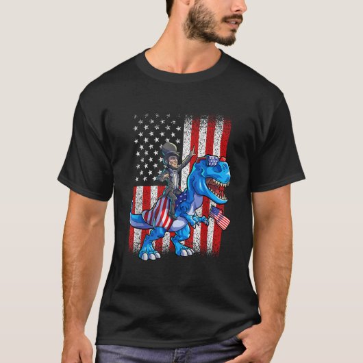 T-shirt Dino Abraham Lincoln 4 juillet garçons American Fl (Devant)