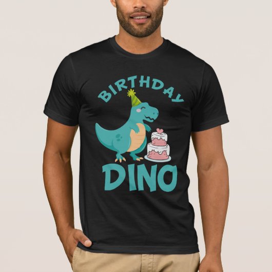 T-shirt Dino d'anniversaire - Cute Dinosaur Cake Surprise (Devant)