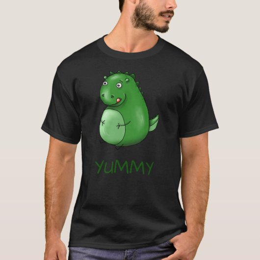 T-shirt Dino Dinosaur Yummy Funny Delicious Irony Fun Funn (Devant)