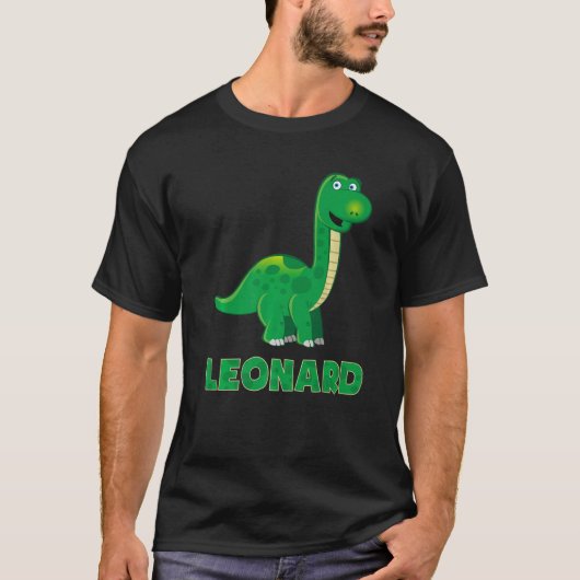 T-shirt Dino dinosaure nom Leonard (Devant)