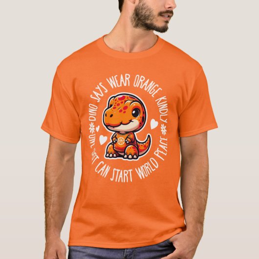 T-shirt Dino Dit Porter Orange Kindly (Devant)