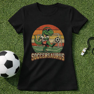 T-shirt Dino Football Drôle qui Botte Rétro