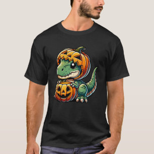 T-shirt dino Halloween T-Rex dinosaure citrouille dessin a