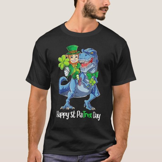 T-shirt Dino Happy St Patrex Day Shirt Kids Toddler Boys L (Devant)