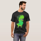 T-shirt Dino Kids Rex Holding Shamrock Happy St patrick D (Devant entier)