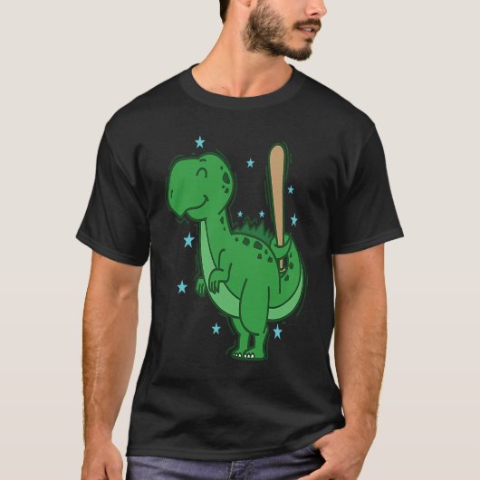 T-shirt Dino playing Baseball Dinosaur Reptile (Devant)