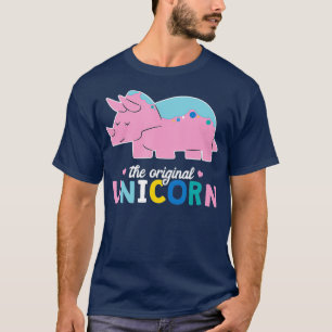 T-shirt Dino Puns Original Unicorne Tricératops rose