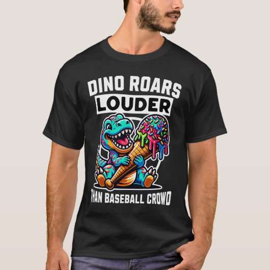 T-shirt Dino Roars Plus Fort Puis Foule De Baseball (Devant)
