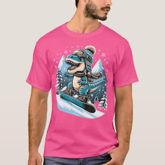 T-shirt Dino Snowboard Fun Cool Snowboard Pour Hommes Femm