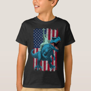 T-shirt Dino Statue De La Liberté 4 juillet Chemises Garço