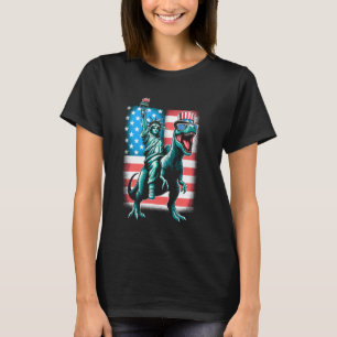 T-shirt Dino Statue De La Liberté 4 juillet Garçons Americ