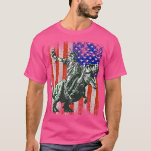 T-shirt Dino Statue De La Liberté Riding Dinosaur