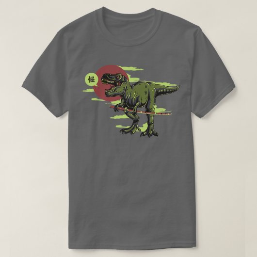 T-shirt Dino TRe Samouraï Avec Katana Cool Kanji Anime Pre (Design devant)