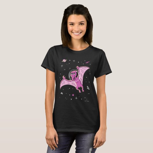 T-shirt Dinos De Ptérodactyle Violet Dans L'Espace (Devant entier)