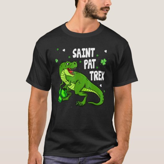 T-shirt Dinosarus Saint Pax Trex Joyeux St Patrick's Day L (Devant)