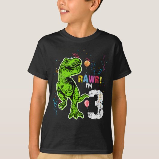 T-shirt Dinosaur 3e anniversaire T-Rex (Devant)