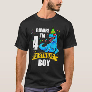 T-shirt Dinosaur 4 4 Anniversaire Garçon Enfant