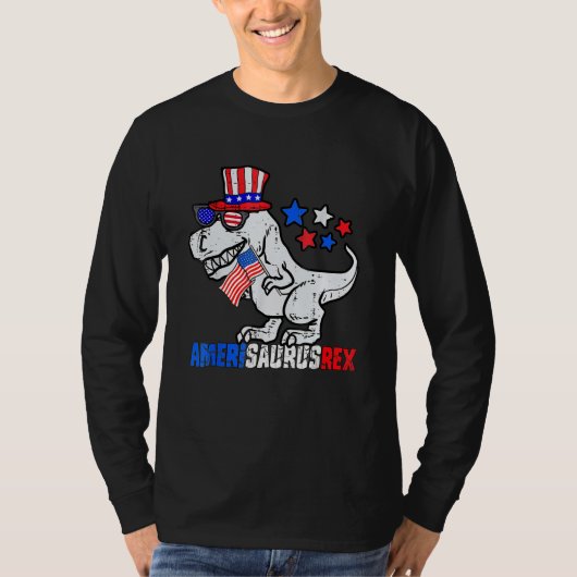 T-shirt Dinosaur 4th Of July Kids Boys Men Amerisaurus Rex (Devant)