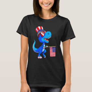 T-shirt Dinosaur 4th Of July Usa Flag Dino Kids Boys July
