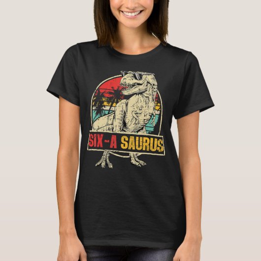 T-shirt Dinosaur 6 ans Anniversaire 6e Rex Dino Six Saur (Devant)