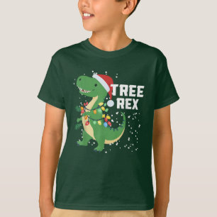 T-shirt Dinosaur Arbre de Noël Rex Pyjamas de Noël Lumière