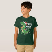 T-shirt Dinosaur Arbre de Noël Rex Pyjamas de Noël Lumière (Devant entier)