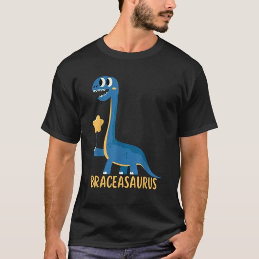 T-shirt Dinosaur Braces BRACEASAURUS Orthodontist (Devant)