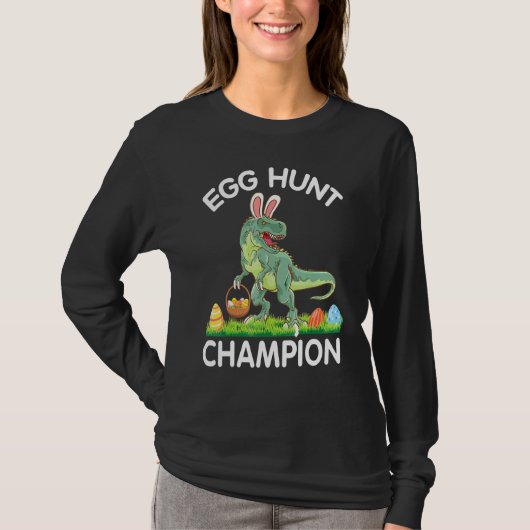 T-shirt Dinosaur Bunny Chasse Champion des oeufs de Pâques (Devant)