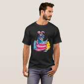 T-shirt Dinosaur Bunny Ears Sunglasses Rabbit Eggs Easter (Devant entier)