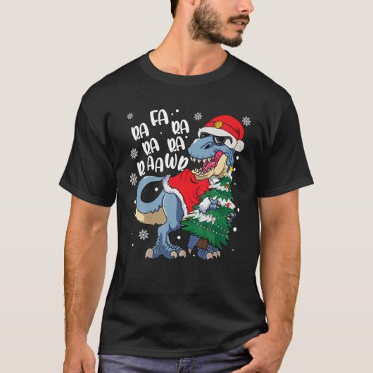 T-shirt Dinosaur Christmas Fa Ra Rawr T Rex Père Noël Chri (Devant)