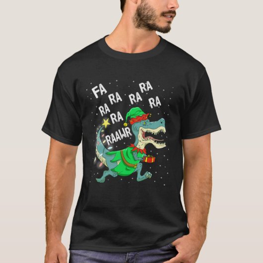 T-shirt Dinosaur Christmas Tree Rex Fa Ra Ra Rawr Trex Elf (Devant)