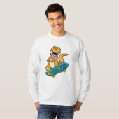 T-shirt Dinosaur comme Patineur avec Skateboard (Devant entier)