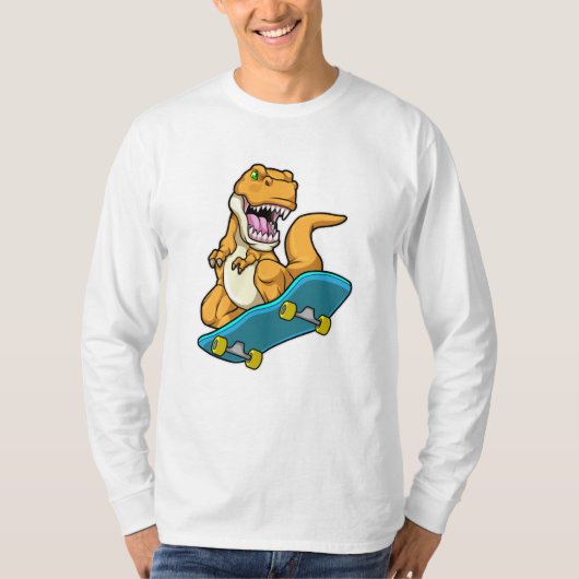 T-shirt Dinosaur comme Patineur avec Skateboard (Devant)