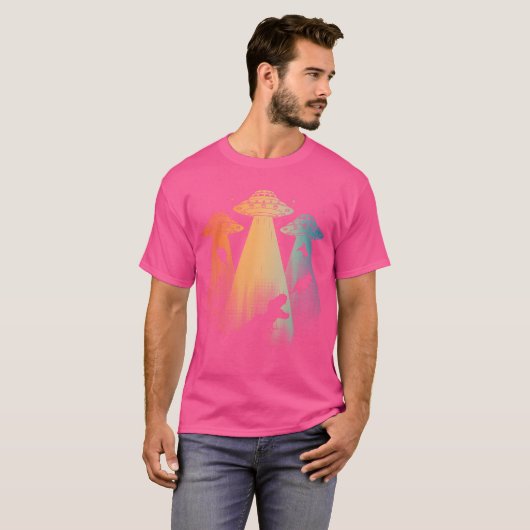 T-shirt Dinosaur cool Art Pour Hommes Femmes Ufo Enlèvemen (Devant entier)