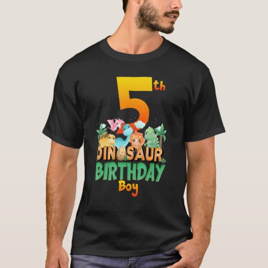 T-shirt Dinosaur Dino Anniversaire Garçon Trex Groupe âge  (Devant)