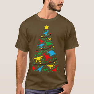 T-shirt Dinosaur Dinosaur Noël Arbre de Noël Lumières Dino