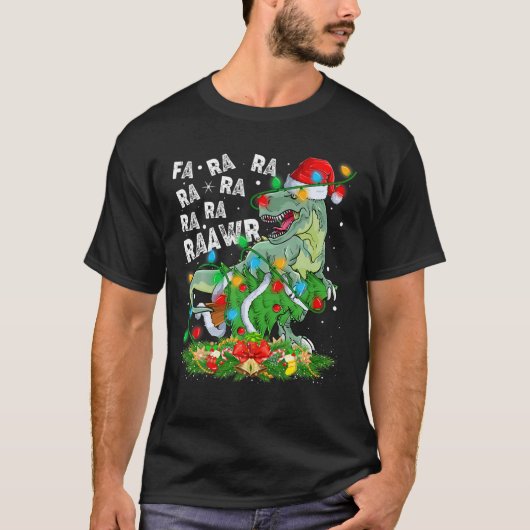 T-shirt Dinosaur Éclairage de Noël Fa Ra Ra Raawr Tree Re (Devant)
